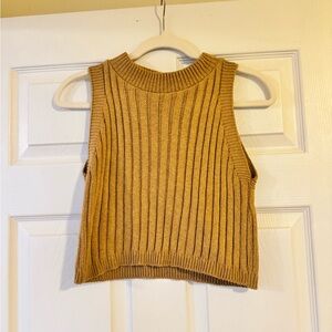 Ribbed Knit Sleeveless Top in Tan
